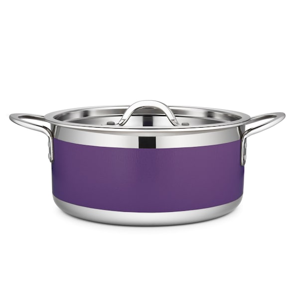 Bon Chef Country French 2 Pot W/Cover 9 3/8"Diax 4 3/8"H 4 Qt 9 Oz - Purple 71302-CF2-P - main